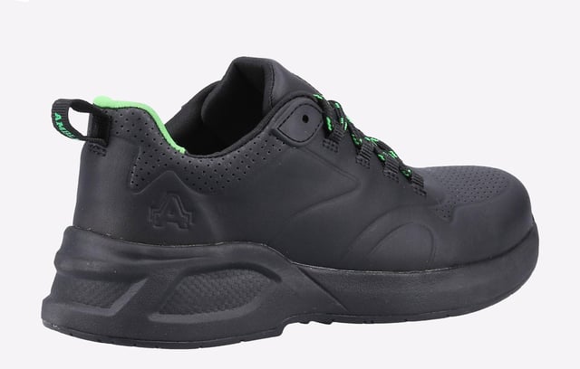 The AS612 Fern is a womens safety shoe with an upper made from 57% recycled leather. Its safety features include a steel toe cap and an anti-penetration non-metallic midsole.- First Safety Shoe Made with 57% Recycled Pre-Consumer Leather- Recycled Soft Touch/Stretchy Lycra LiningLow Sew Upper (Minimal Seams) With Recycled Thread- Pull on Recycled Nylon Webbing Loop at the back- Heat Embossed Upper Details- Recycled Mesh Lined Removable PU Footbed- Dual Density Phylon Midsole Enhances Comfort and Reduces Fatigue- 10% Recycled Rubber in Outsole- Non-Marking Outsole- Oil Resistant Outsole