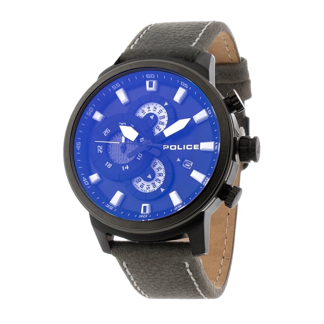 Police R1451281001 - Damenuhr Quarz aus Edelstahl• Material: Edelstahl• Glas: Mineral• Armband: Leder• Farbe: Grau• Wasserbeständigkeit: 50 m (5 ATM)• Gehäusegröße: 46 mm