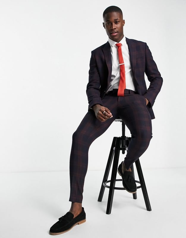 Tartan discount skinny suit