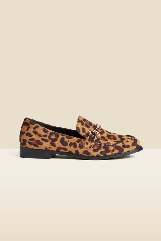 Leopard is a neutralSoft round toe silhouetteTimeless gold snaffle trim for a luxe touch Work smart, weekend cool Effortlessly cool with jeans and a blazer Add a pop of print to an all-black look