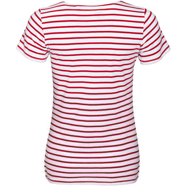 Self fabric neckline. Taped neck. Twin needle stitching. Unbranded size label at neckline. Sizing: XS - 6/8, S: 8/10, M: 10/12, L: 12/14, XL: 14/16, XXL: 16,18. 100% Combed Ringspun Cotton. Ash/Lemon: 98% Cotton/ 2% Viscose.