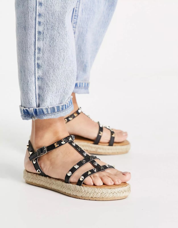 Studded top espadrille flats