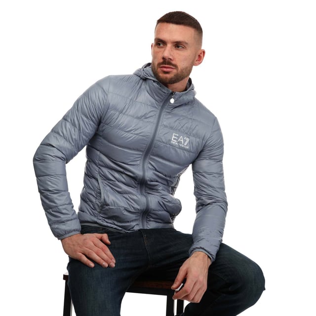 Men s Emporio Armani EA7 Small Logo Bubble Jacket in Blue