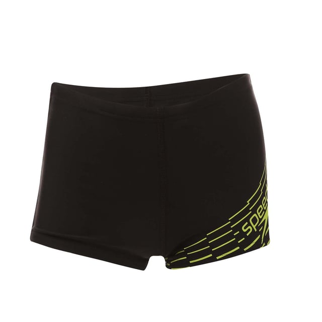 Boys Speedo Medley Logo Aquashorts in black green.- Drawstring waist.- Higher chlorine resistance than standard swimwear fabrics - fits like new for longer with CREORA® HighClo™.- Shape Retention.- Nylon yarns in the EnduraFlex fabric are made from 100% pre-consumer waste  such as waste fabric from factories.- Body: 80% Polyamide (Recycled)  20% Elastane. Lining: 100% Polyester.- Ref: 812410G961Please note that returns will only be accepted if the hygiene label is still attached to the product.