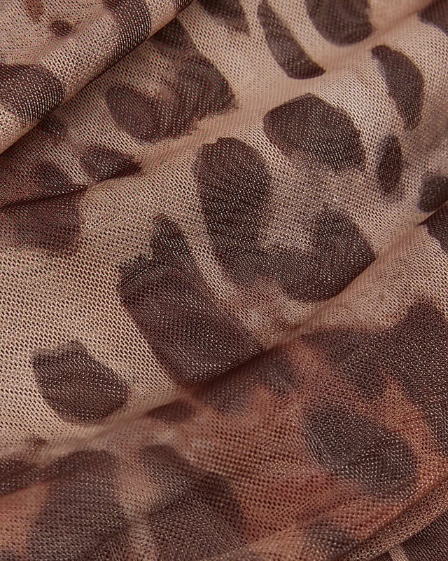 Petite collection, Mesh fabric, Leopard print, Asymmetric design, Drape detail, Long sleeves