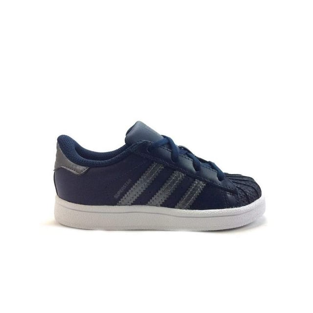 Basket Adidas Superstar i für Mädchen Blau Synthetik. Authentischer Stadt-Schuh der Marke Adidas - Streetwear/Sportswear-Design von Adidas - Adidas für modebewusste Mädchen, perfekt für den Alltag - Blaues Adidas-Basket, das sich hervorragend mit Ihrer Garderobe kombinieren lässt - Bequeme Synthetik-Materialien - Klassische Schnürsenkel - Superstar i - Textil