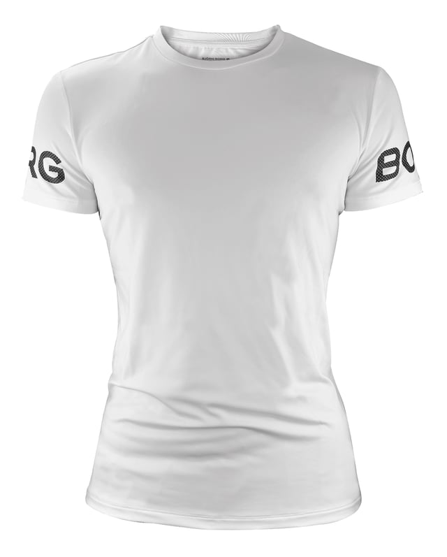 Björn Borg - Men’s High Performance Short Sleeve T-ShirtGet ready for your next run with the Björn Borg Men’s High Performance T-Shirt. A high quality performance t-shirt made from breathable material. Ideal for all other types of exercise.This short sleeve T-shirt is made from a breathable material that will keep you comfortable and dry as you move. It comes in a regular fit with a round neck, a longer length designed to include overhead exercises, and a longer back for extra coverage, ideal for running or other sports.With a higher armhole construction for optimal movement and the iconic Borg logo on the chest gives this t-shirt a stylish twist that will make it an instant favourite in your wardrobe. It also comes in 3 classic colours: Black, White & Peacoat (Navy).The Björn Borg Short Sleeve T-shirt is a high-performance tee made from soft 90% recycled polyester stretch quality fabric. The material is also quick drying so that you don’t have to worry about sweat while you workout.This t-shirt is made from: 90% Polyester (Recycled), 10% Elastane and comes in 4 sizes: Small, Medium, Large & X-Large. It is a short sleeve length and is Machine Washable.Extra Product DetailsBjörn Borg Men’s T-ShirtShort Sleeve LengthIdeal For EverydaySuitable For SportsBreathable MaterialRegular Fit & Round NeckHigher Armhole ConstructionIconic Borg Logo On ArmQuick DryingInsert Panels Under ArmsComes In Black, White or Navy90% Recycled PolyesterAvailable In: S, M, L & XLMachine Washable
