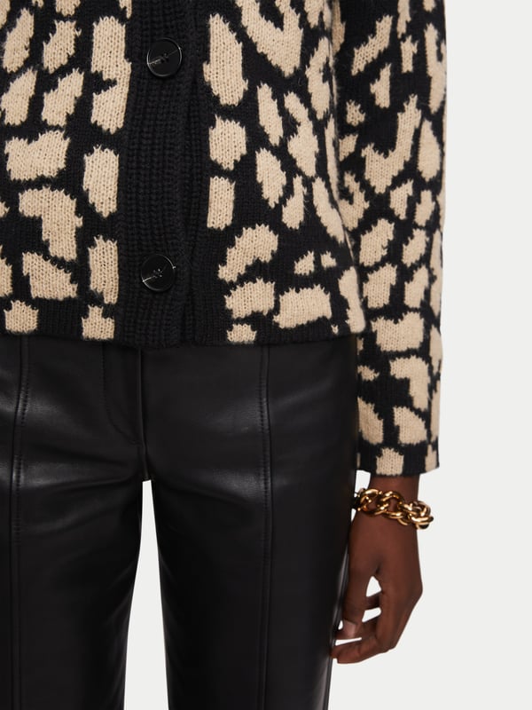 Long leopard outlet jacquard cardigan
