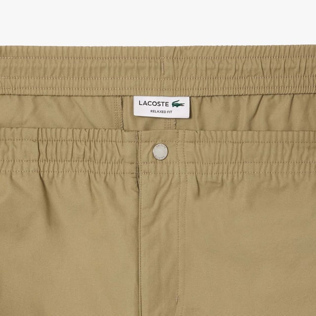 Mens Lacoste Relaxed Fit Cotton Poplin Elasticated Shorts Elasticated waist Relaxed  comfortable fit Drawstring Zipped fly Embroidered crocodile on back