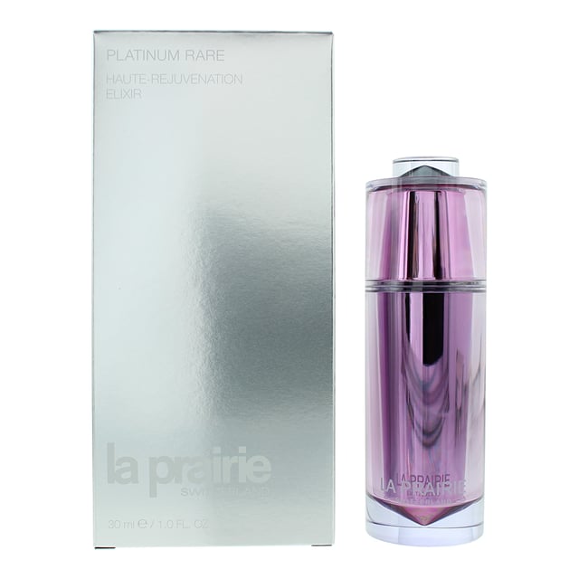 The La Prairie Platinum Rare Haute-Rejuvenation Elixir is a luxurious, high-performance serum designed to deliver a transformative skincare experience. Infused with rare platinum, this elixir is formulated to support skin’s natural regeneration, enhancing elasticity, and visibly reducing signs of aging. Perfect for those seeking the ultimate in anti-aging skincare, the Platinum Rare Haute-Rejuvenation Elixir delivers La Prairie’s renowned elegance and efficacy, helping skin achieve timeless beauty with each use.