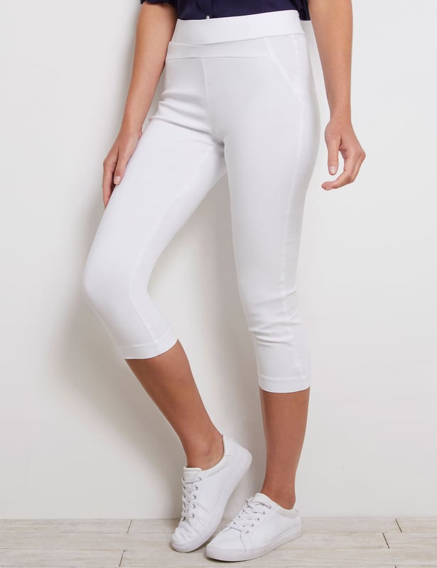 KATIES Womens Pants White Classic Crop Pant Cropped