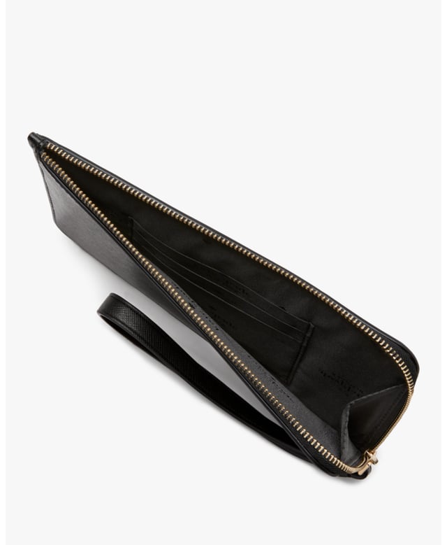 Lucy Saffiano Leather Medium L-Zip Wristlet, Metal Pinmount Logo, 3 Credit Card Slots,  Width: 20.00 Cm,  Height: 12.00 Cm