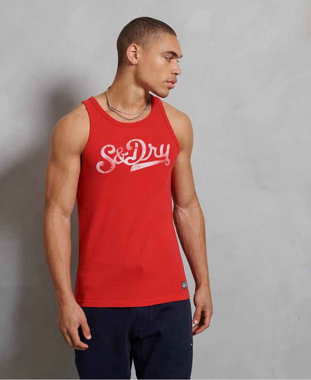 Perfect for relaxing in, or for wearing on the track, this vest is comfortable and stylish. Throw it on with joggers or shorts to complete the athleisure look.Slim fit – designed to fit closer to the body for a more tailored lookCrew necklineNo sleevesPrinted graphicCracked effect graphicNumeric back print