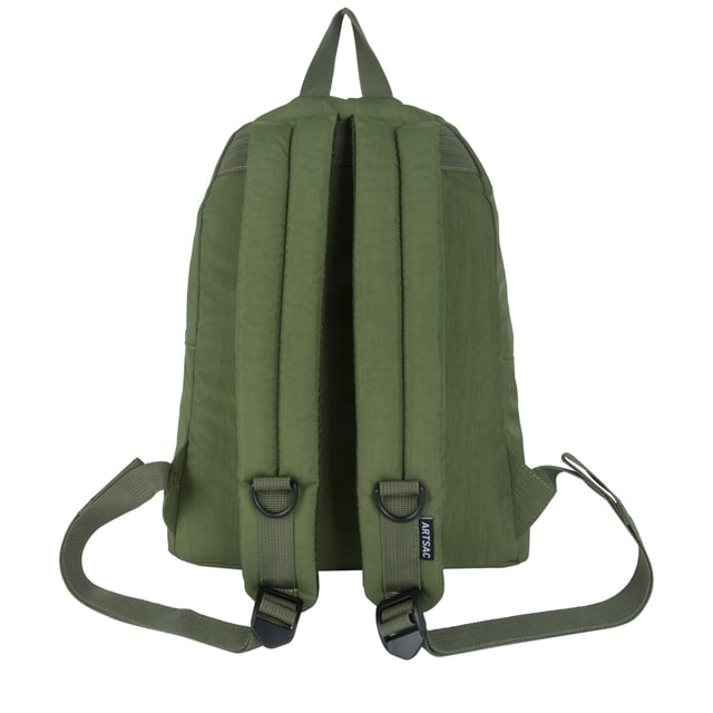 Our medium-sized backpack made in our Contore nylon fabric. This lightweight backpack has plenty of internal space as well as an external front single pocket and internal laptop sleeve (fits 13 inch Macbook Pro) for you to organise all your essentials. It's stylish design is discreet and adaptable enough to style with any outfit. The perfect bag for your every day commute or casual day-trip. Features: , Water Resistant, 13 inch padded laptop sleeve, Zip top opening to main compartment, Single front zip pocket with webbing loops, Internal zip pocket for smaller valuables, 2 Internal mobile phone slip pockets - Fits normal and plus size smart phones, 3 Internal pen slip pockets, ARTSAC seal of approval rubberised patch logo, Ergonomic contoured back panel, Adjustable padded backpack straps, Top grab handle, Medium model Style Ref: 52007 KHAKI