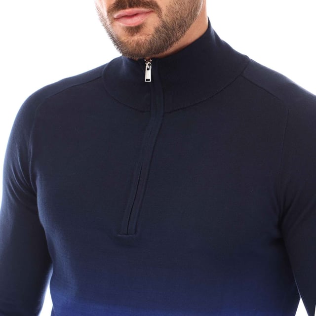 Mens BOSS x Porsche Gesso Half-Zip Sweater in blue.- Stand-up collar.- Zip fastening.- Ribbed cuffs and hem.- Regular fit.- 100% Cotton.- Ref: 504892070433
