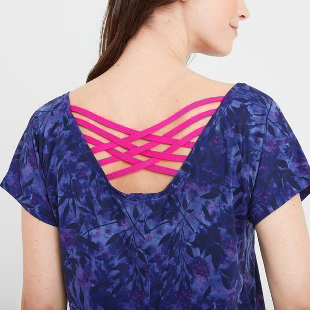 Made to keep you cool as you move, our Halsam is a lightweight, breathable technical top for women. The supersoft, quick-wicking fabric moves moisture away from your skin, so you never feel damp and clammy. Team with leggings and put Halsam's 4-way stretch construction to the test as you limber up at pilates, feel the burn at zumba, or stretch it out at yoga. Cut to flatter every shape and size, the gently curving hemline is slightly longer at the back for extra coverage and a more confident workout. Featuring raglan short sleeves and gorgeous crossover strap detailing at the back, Halsam effortlessly takes you from the yoga studio to coffee with your friends in style. Beautifully finished by our team in West Yorkshire where this performance top was designed, a discreet TOG24 logo printed on the chest underlines our ethos of 'Truth Over Glory'.