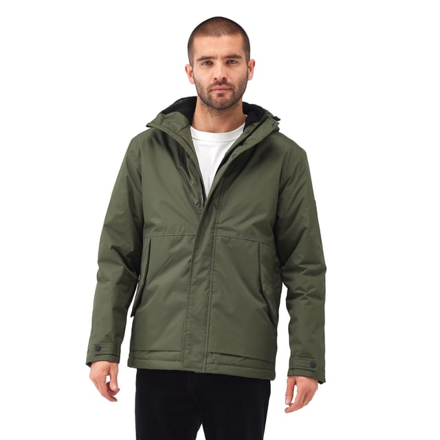 Material: 100% Polyester. Fabric: Hydrafort. Lining: Sherpa Fleece, Taffeta. Design: Logo, Sleeve Patches. Fabric Technology: DWR Finish, Insulating, Quick Dry, Thermo-Guard, Weather Resistant, Windproof. Neckline: Hooded. Sleeve-Type: Long-Sleeved. Cuff: Stud. Taped Seams. Hood Features: Grown On Hood, Toggle Adjuster. Pockets: 2 Lower Pockets, Handwarmer, Inner, Zip, Flap Closure. Fastening: Full Zip, Stud. Hem: Adjustable. Sustainability: Made from Recycled Materials.