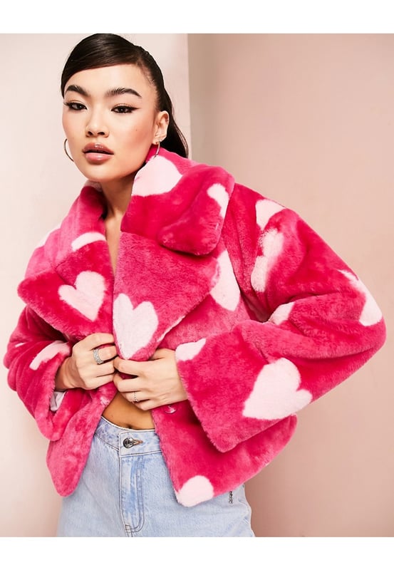 Fitted faux fur coat
