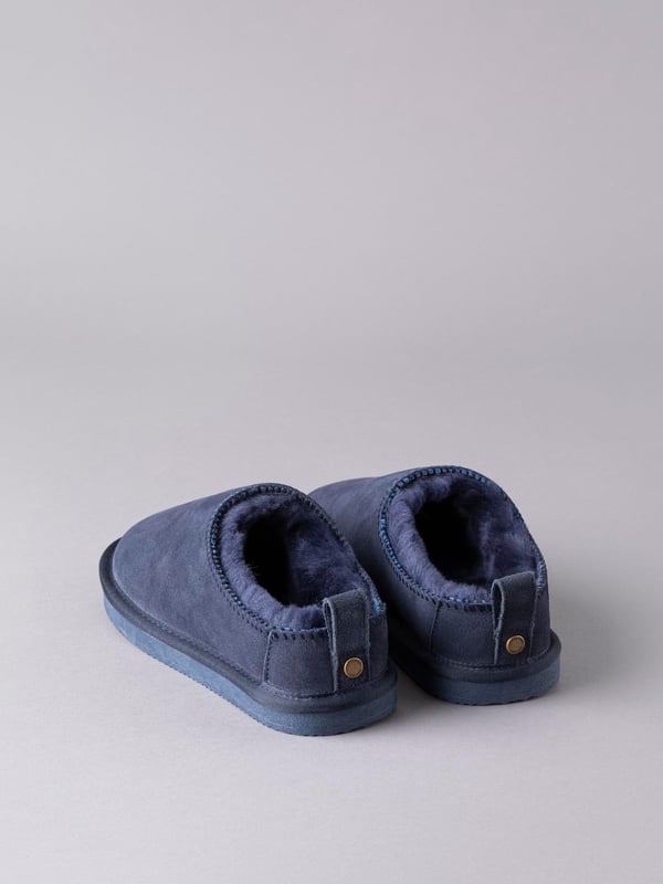 Ladies Sheepskin Clog Slippers in Navy