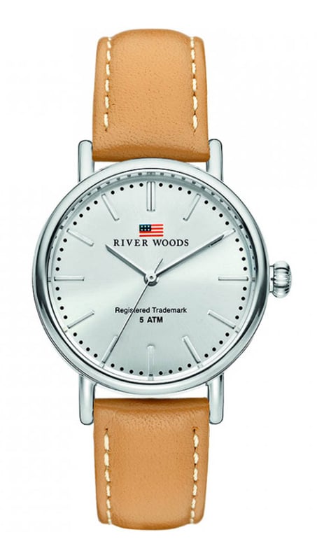 This River Woods Oswego Analogue Watch for Women is the perfect timepiece to wear or to gift. It's Silver 34 mm Round case combined with the comfortable Brown Leather watch band will ensure you enjoy this stunning timepiece without any compromise. Operated by a high quality Quartz movement and water resistant to 5 bars, your watch will keep ticking. -This Analogue watch has a function: Luminous Hand High quality 19 cm length and 14 mm width Brown Leather strap with a Buckle Case diameter: 34 mm,case thickness: 9 mm, case colour: Silver and dial colour: Silver