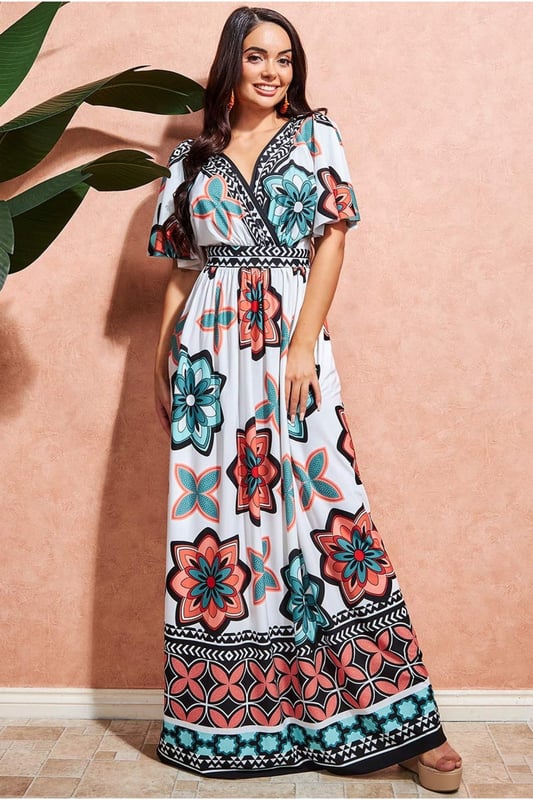 Maxi flutter cheap sleeve dress