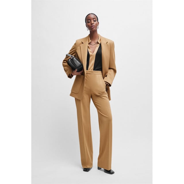 Boss Elanty Ribbed Long-Sleeve Blouse with Johnny Collar in black.- Long sleeves.- Button cuffs.- Stretch material with contrast trims.- Slim fit.- 93% Viscose  5% Polyamide  2% Elastane.  Machine washable.- Ref: 50505794001