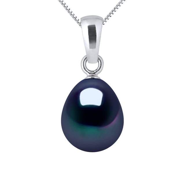Necklace Articulated White Gold 750 and trueCultured Freshwater Pearls Pear Shape 8-9 mm , 0,31 in Tahitian Style color - Our jewellery is made in France and will be delivered in a gift box accompanied by a Certificate of Authenticity and International Warranty