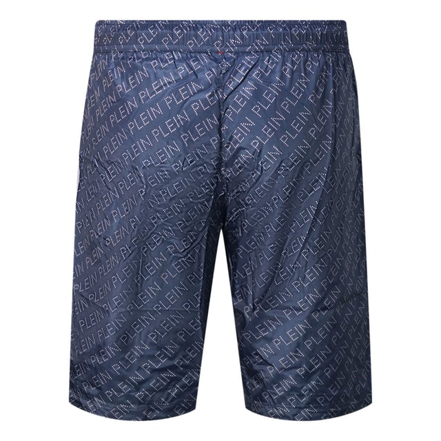 Philipp Plein Repetitive Logo Long Navy Swim Shorts. Take to the beach this summer in Philipp Plein's Repetitive Logo Long Navy Swim Shorts! These stylish shorts, featuring the signature Philipp Plein logo, are sure to make a statement wherever you go. Offering maximum comfort and a flattering fit, you'll look and feel great as you take a splash in style!. Elasticated Waistband, Philipp Plein Repetitive Logo Navy Swim Shorts. Branded Drawstring Fasten. Long Boardshort Style, 100% Polyester. Product Code - CUPP13L01 85