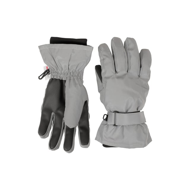 Lining: Fleece. Fabric Technology: Durable, DWR Finish, High-Vis, Snowproof, Water Repellent, Water Resistant. Gripped Palm, Reflective, Textured Palm, Traction Grip. Cuff: Stretch. Design: Contrast. Fastening: Buckle.