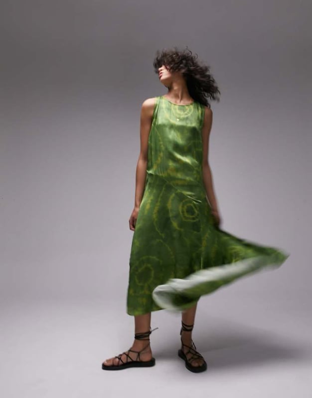 Topshop tie dye mesh midi dress cheap