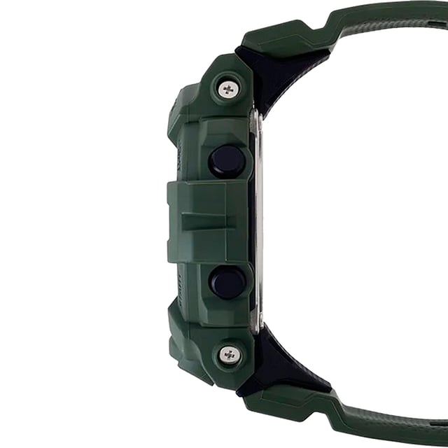 This Casio G-shock Digital Watch for Men is the perfect timepiece to wear or to gift. It's Green 48 mm Round case combined with the comfortable Green Plastic watch band will ensure you enjoy this stunning timepiece without any compromise. Operated by a high quality Quartz movement and water resistant to 20 bars, your watch will keep ticking. This sporty and fashionable watch gives you a unique feeling in every outfit! -The watch has a calendar function: Day-Date-Month, Bluetooth, Stop Watch, Countdown, Dual Time, Alarm High quality 21 cm length and 19 mm width Green Plastic strap with a Buckle Case diameter: 48 mm, case thickness: 14 mm, case colour: Green and dial colour: Black