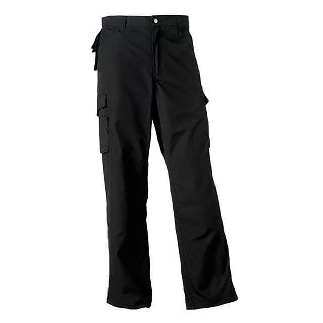Suitable for 60°C wash and specially designed to last in physically demanding work environments. Hardwearing trousers combine contemporary cut with excellent fit and versatile pockets. DuPont Teflon® fabric protector. Triple stitched inner leg seams and pocket openings. Reinforced seat area. 2 back pockets, one open, one with flap. Cargo pockets on both legs, with practical compartments on right leg. Mobile phone pouch below waistband. YKK zip. Internal pockets for knee pads (21cm x15cm max). Trousers provide ample room for decoration. Weight: 260g/m². Fabric: 65% Polyester, 35% Cotton. RUSSELL WORKWEAR - complete choice when creating your company identity. Combining garments to create a workwear solution that covers your specific demands.