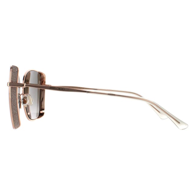 Jimmy Choo Square Womens Copper Gold Grey Gradient ALEXIS/S  Sunglasses are a square style with a metal frame front and slim temples engraved with the Jimmy Choo logo.