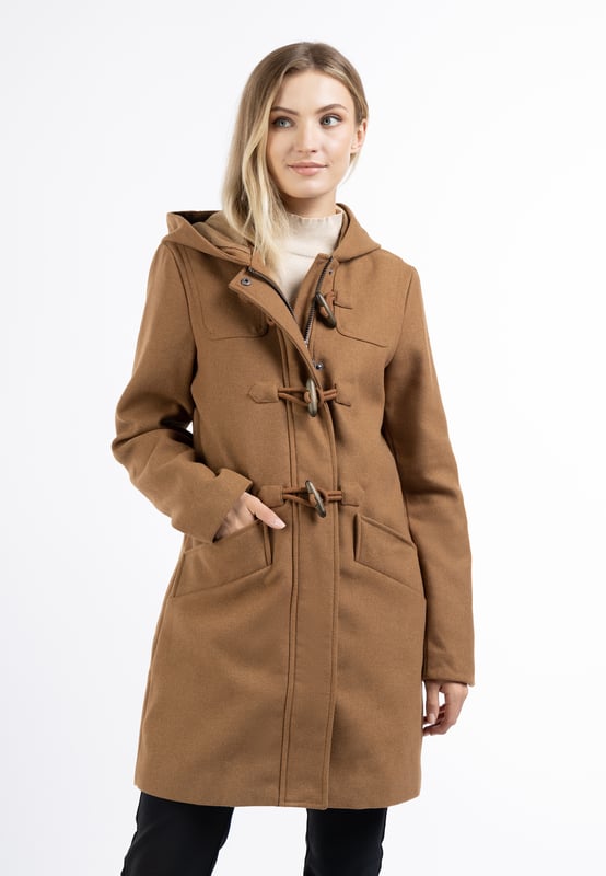 Geen vulling  De duffelcoat van DreiMaster Klassik is gemaakt van een zachte kwaliteit met een wolaandeel en heeft een klassieke, rechte snit. De karakteristieke houten kapittelsluitingen kenmerken de stijl, daaronder zit een robuuste ritssluiting. Twee grote zakken met drukknopen, een capuchon en een DreiMaster-logoborduursel op de bovenarm geven de tussenjas een tijdloze uitstraling.  Overgangsjas van wolmix