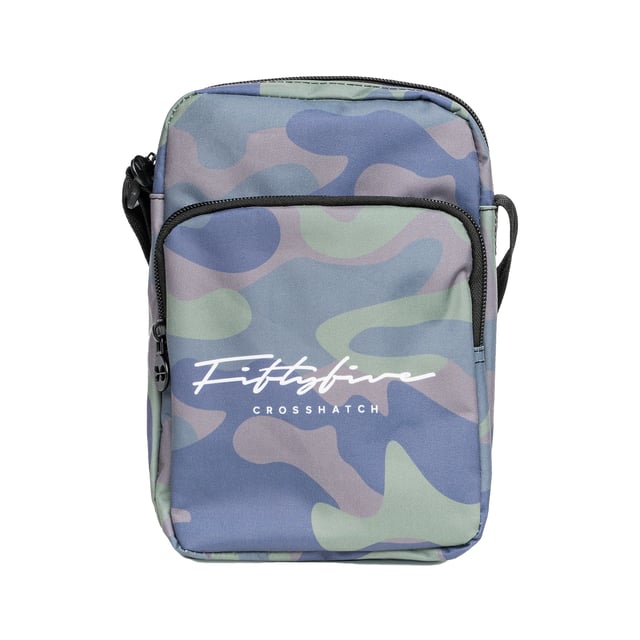 100% Polyester. Design: Camo, Logo. Fastening: Zip. Adjustable Strap, Branded Zip Pull, Lined Interior, Rubber Badge. Compartments: 1 Main Compartment. Pockets: 1 Front Pocket, 1 Slip Pocket, Touch Fastening.