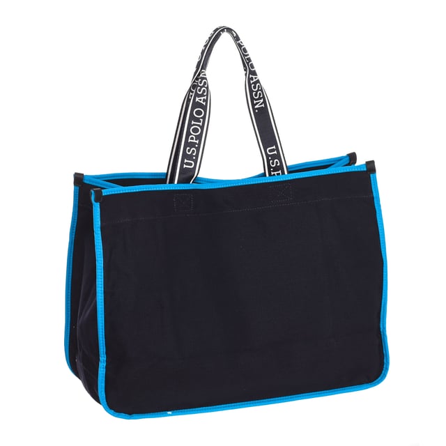 Shopper bag U.S. POLO ASSN.
 Synthetic.
 Magnet closure.
 Handles with the brand print.
 Open front pocket.
 Back interior: One zipper pocket.
 Brand logo embroidered on the front.
 Seams seen in tone.
 Measures: 47x35x19.5cm
 Composition: 90% Fabric, 10% Polyurethane
 Care:
Clean with a wet cloth.