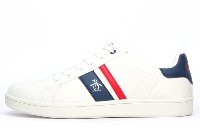 Tap into sleek, contemporary casual style with these Steadman trainers from iconic menswear brand, Penguin Original. The Penguin Steadman is a sleek and refined everyday trainer thats packed full of authentic American retro styling. Bringing heritage inspired style to your casual outfits, the Penguin Steadman is a versatile choice for the new season. Crafted from a textile canvas upper and featuring stripe detailing to the sides finished with Penguin branding to the tongue, side and heel, this is a must have trainer for any stylish man looking to elevate his casual look.
 - Canvas / textile upper
 - Soft padded interior
 - Textured vulc outsole
 - Classic lace up fastening
 - Original Penguin branding throughout
 Please Note:
 This trainer is being sold as a B grade as there are imperfections in the way of small stain marks which are visible on the heel of the shoes. These imperfections are minimal and when worn with trousers the marks will probably not be visible. Once the shoes have been worn once or twice the marks / imperfections will blend in with the overall look. If you are unhappy with your purchase, we will be happy to accept the shoes back as long as they are unworn.