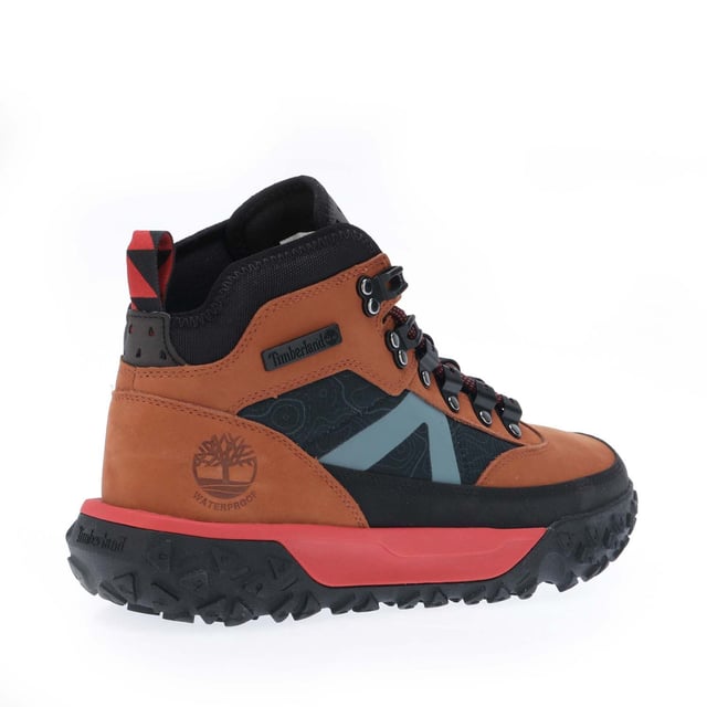 Mens Timberland Mid Lace Up 6 Inch Waterproof Hiking Shoes in brown.- Upper made with leather sourced from farms that use regenerative agriculture practices.- Lace-up style.- ReBOTL™ fabric lining containing at least 50% recycled plastic.- Removable contoured sockliner.- GreenStride™ midsole made using an EVA blend including at least 65% biobased materials derived from sugar cane and responsibly grown rubber.- 55% of the rubber in the outsole is sourced from farms committed to regenerative agriculture.- Ref: A67M8F131