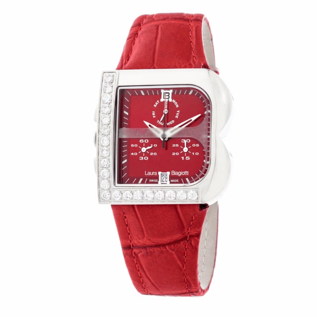 Laura Biagiotti LB0002L-05Z-2 - Damenuhr Quarz aus Edelstahl• Material: Edelstahl• Glas: Mineral• Armband: Leder• Farbe: Silber• Wasserbeständigkeit: 0 m (0 ATM)• Gehäusegröße: 35 mm