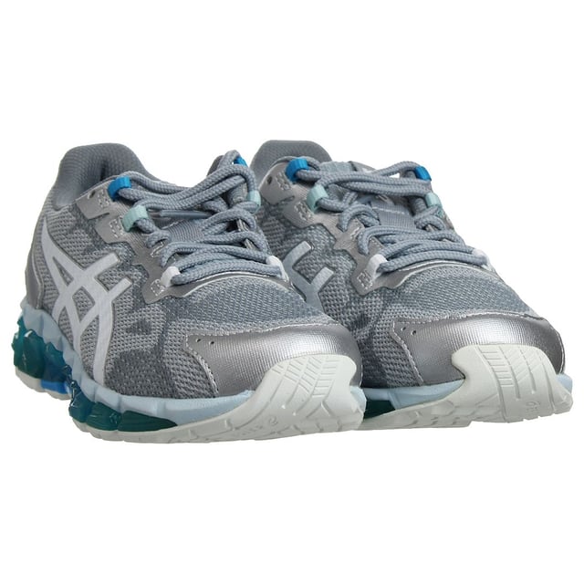 The Asics Gel-Quantum 360 6 Women's Grey Trainers are a stylish and high-performance choice for female athletes and fitness enthusiasts. Here's a detailed description with key features:

 Modern Design:  The Gel-Quantum 360 6 trainers by Asics are designed with a modern and sleek aesthetic. They feature a contemporary design that appeals to women with an active and fashion-forward lifestyle.

 Quality Materials:  Asics is renowned for using top-quality materials in their footwear. These trainers are typically constructed from durable and breathable materials, ensuring both longevity and comfort.

 Chic Grey Color:  The trainers come in a chic grey color with complementary accents, offering a versatile and fashionable look that pairs effortlessly with various athletic and casual outfits.

 360-Degree Gel Cushioning:  These trainers often incorporate Asics' signature 360-degree Gel cushioning technology. This advanced cushioning is strategically placed throughout the shoe to provide superior shock absorption and cushioning, reducing the impact on joints and offering a plush and comfortable ride.

 Responsive Midsole:  The midsole is engineered to deliver responsive cushioning, enhancing your overall athletic performance by providing the ideal balance of support and comfort.

 Lace Closure:  The trainers typically include a traditional lace-up closure system, allowing for a secure and customizable fit tailored to your foot shape.

 Padded Collar and Tongue:  To ensure comfort and prevent chafing during workouts, the trainers come with a padded collar and tongue.

 Breathable Upper:  The upper of the shoes is generally made from a breathable mesh material, promoting airflow and reducing moisture buildup inside the shoe.