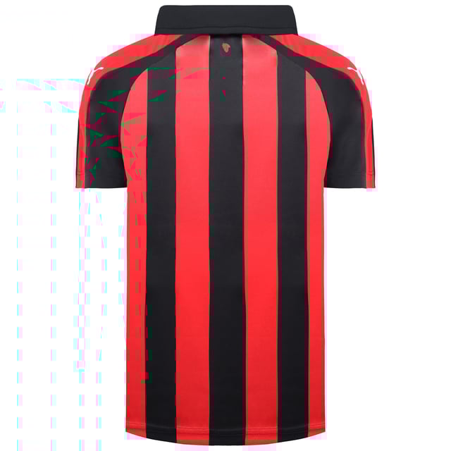 Puma AC Milan Korte Mouw Kraag Zwart/Rood Kinder Voetbalshirt Thuis 754421 06