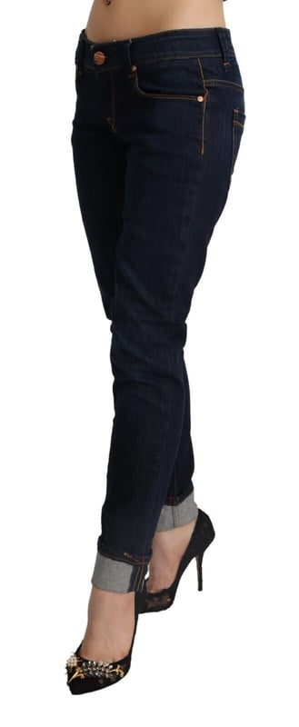 100% Authentic ACHT jeans
  Slim fit cut
  Low waist skinny denim
  Dark blue color
  Made from 98% Cotton and 2% Elastane
  Zipper closure
  Logo details
Material: 98% Cotton 2% Elastane