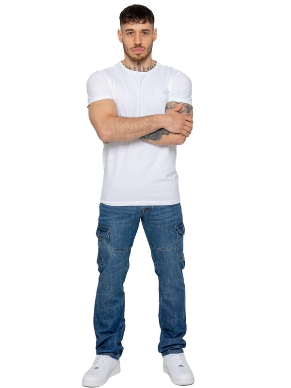 Experience timeless appeal with Enzo Mens Straight Leg Designer Jeans. Made from durable cotton blend denim, offering style and functionality with multiple pockets for all your essentials. Flattering fit for all body shapes with button fly, branded stitching, and PU waist tag for added sophistication. Versatile for any occasion with branded buttons, rivets, and embroidered Enzo logo on back pocket. Must-have for your wardrobe! 30L is Short Leg, 32L is Regular Leg, 34L is Long Leg