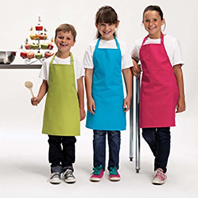 Classic Premier childrens bib apron available in 12 colours. Self fabric neckband. Self fabric ties 50cm long. Width: Infant 43cm, Junior 48cm. Length: Infant 53cm, Junior 63cm. Made from Oeko-Tex® Standard 100 fabric. These aprons have an adjustable nec. Fabric:65% Polyester, 35% Cotton twill Weight: 195gsm. Size - Infants (3-6 years), Junior (7-10 years).