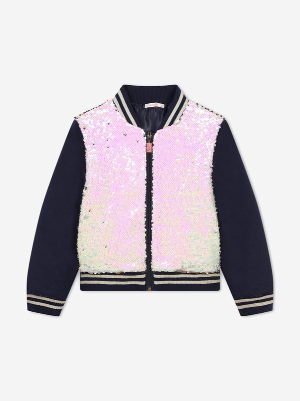 Billieblush apply a mischievous and quirky sensibility to their aesthetic portraits. This girls golden short jacket is a captivating piece to adore. It showcases vibrant sequins all over with long sleeves in wool and striped rib details. Complete with an elegant zip closure on the front, she will be obsessed.‚ 100% Polyester
