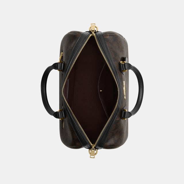 Rowan Large Satchel in Soft Signature Canvas, Inside snap and zip pockets, Outside zip pocket,  Length: 30.00 cm,  Width: 17.50 cm,  Height: 21.00 cm