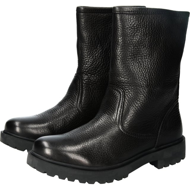 Der Lotta ist ein Damenstiefel mit Reißverschluss. Der Stiefel hat eine klare Silhouette, ein Obermaterial aus hochwertigem Leder auf einer farbigen Sohle, ein Futter aus 100% Schaffell und einen Reißverschluss an der Innenseite des Stiefels.