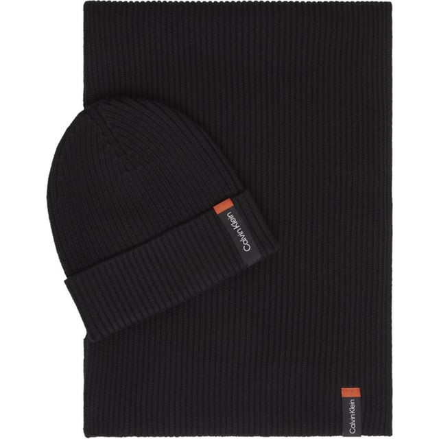 Conjunto de bufanda 35x180cm + gorro, detalles en contraste, aplicación, logo de algodón.
