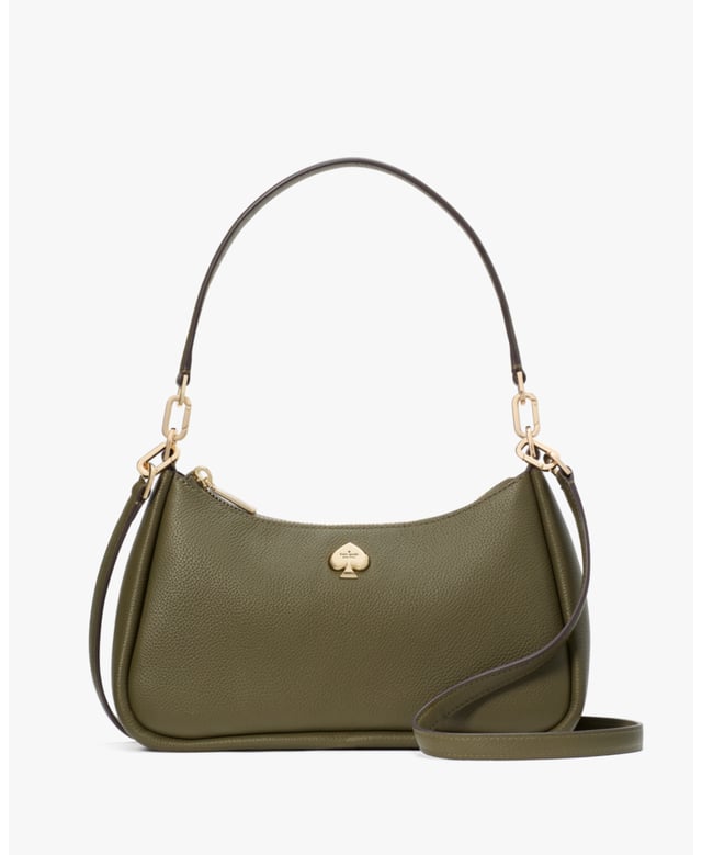 Kayla Pebbled Leather Convertible Shoulder Bag, Metal Spade, Back Zip Pocket,  Length: 8.00 Cm,  Width: 26.40 Cm,  Height: 16.00 Cm