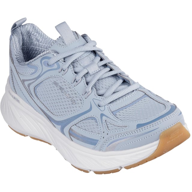 Skechers Edgeride Silver Eclipse synthetische Damen blaue Sneakers Genießen Sie eine gut gepolsterte Leistung und achten Sie dabei auf Ihren ökologischen Fußabdruck, wenn Sie den Skechers Relaxed Fit: Edgeride Silver Eclipse tragen. Dieser vegane Sportschuh wurde mit recycelten Materialien entworfen und verfügt über eine Skechers Air-Cooled Memory Foam Innensohle.